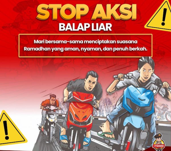 Antisipasi Balap Liar, Satlantas Polres Jeneponto Siapkan Sanksi Pidana 1 Tahun Penjara