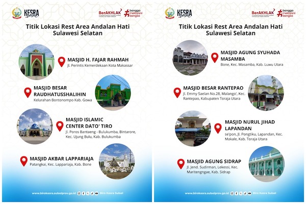 Mudik Lebaran 2026, Pemprov Sulsel Siapkan Rest Area Andalan Hati di Jalur Strategis
