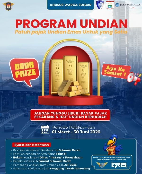 Bayar Pajak Bisa Dapat Emas, Program Undian PT Jasa Raharja dan Bapenda Sulbar Resmi Digelar